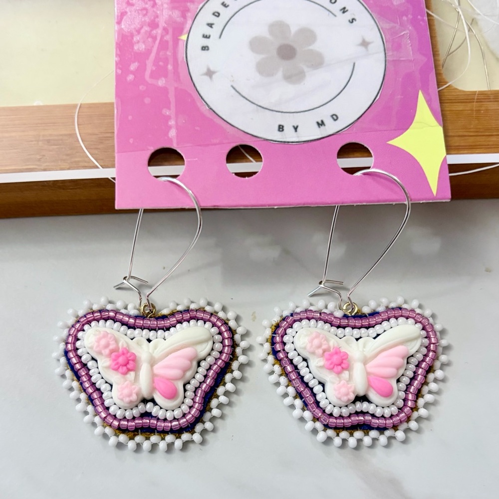 Handmade Beaded Butterfly Earrings